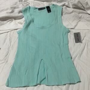 Dkny jeans m turquoise ribbed tank center open nwt 💯 cotton